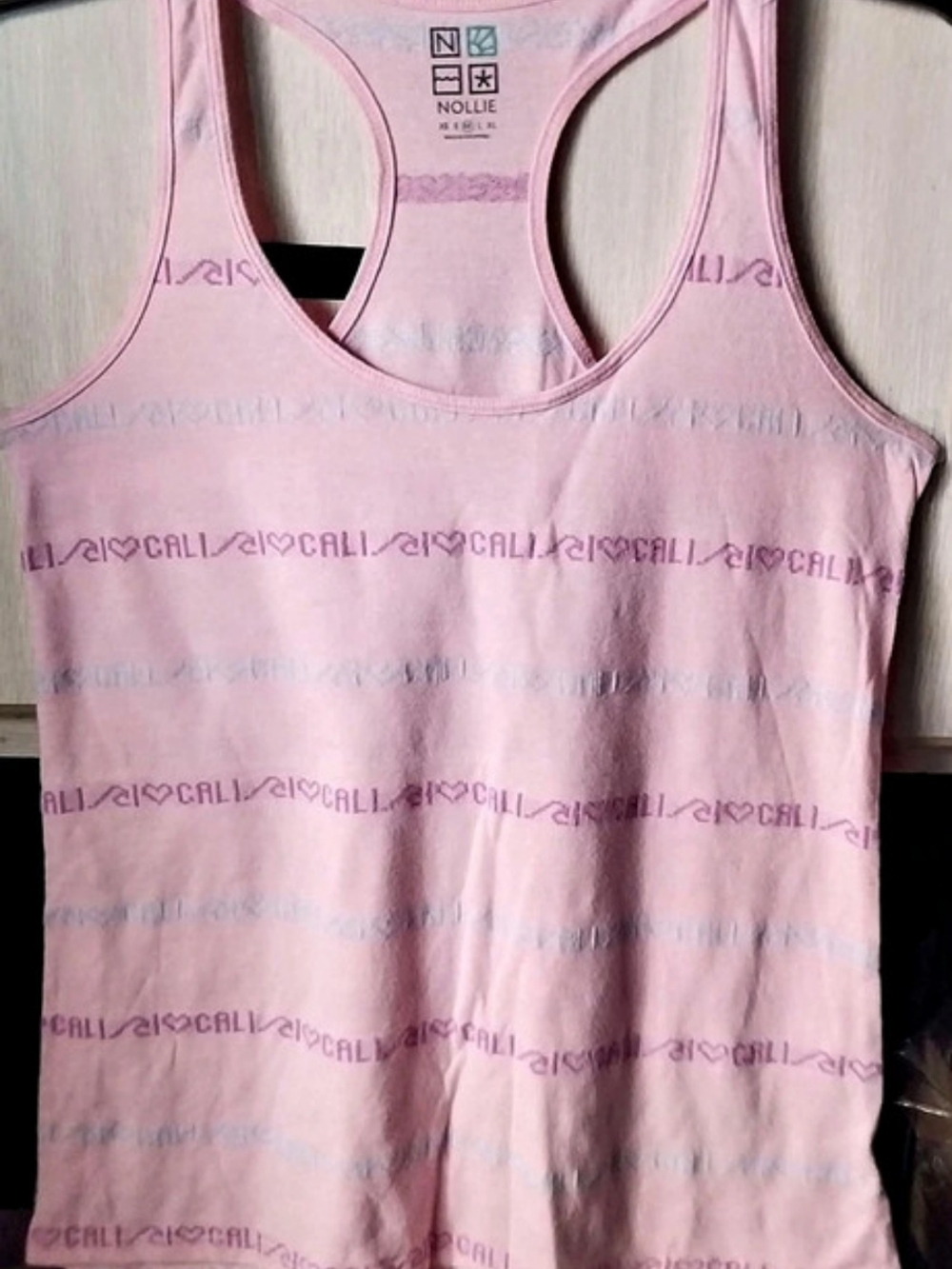 Nollie I Heart Cali Allover Print Tank Top Pink Tank Top Size Medium